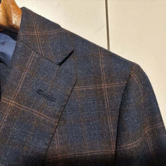 $1600 Hickey Freeman Wool Silk Linen Check Sport Coat / Blazer - 39 (38/40) - Picture 9 of 13